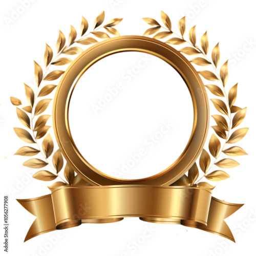 Golden award with ribbon