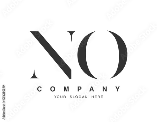 NO logo design. Initial letter n and o serif font style. Creative classic company name typography. Trendy logotype or identity.