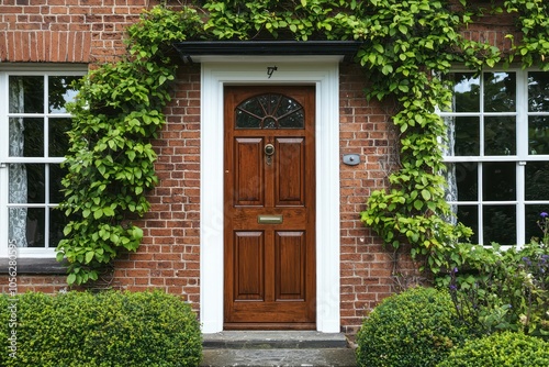 Modern Cottage Entrance: A stylish front door of a modern cottage, inviting into a comfortable and elegant home.