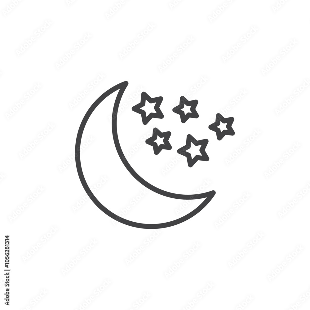 Moon stars icon Symbol mark in filled style Moon stars icon Symbol mark in filled style