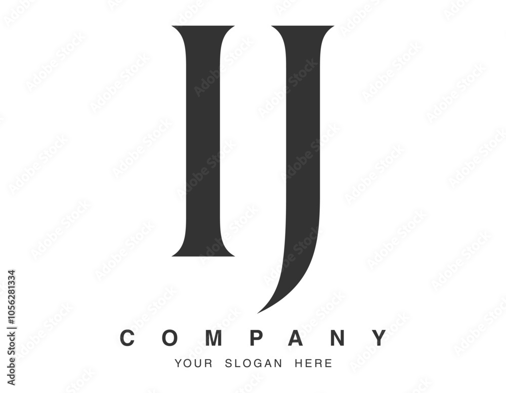 IJ logo design. Initial letter i and j serif font style. Creative classic company name typography. Trendy logotype or identity. IJ logo design. Initial letter i and j serif font style. Creative classic company name typography. Trendy logotype or identity.