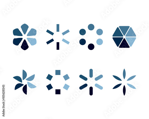 Collection Loading bar status icon. Vector illustration. Set of vector loaded icons. Download progress. Donload or Upload.