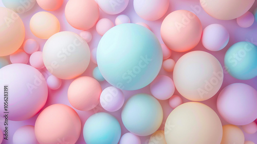 Pastel-colored geometric spheres in an abstract background