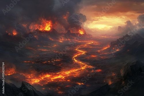 Infernal Landscape: Embracing the Raw Power and Danger ofVolcanic Eruption