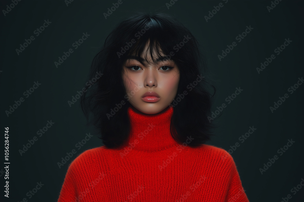 Female portrait standing on the black background. High quality photo Female portrait standing on the black background. High quality photo