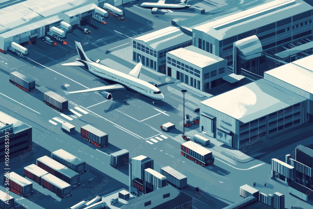 Dynamic Connectivity: A Vibrant Logistics Hub Illustrating Air Cargo Efficiency and Movement Dynamic Connectivity: A Vibrant Logistics Hub Illustrating Air Cargo Efficiency and Movement