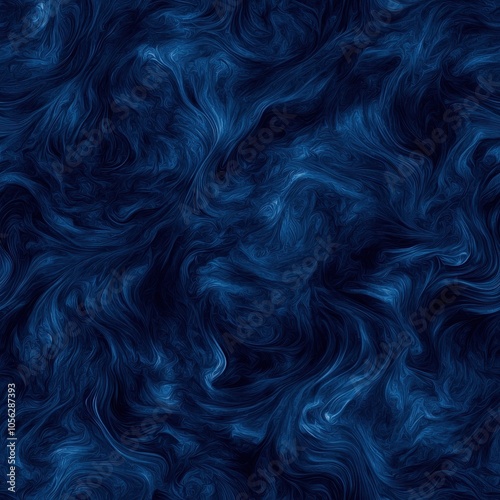 A swirling abstract pattern in deep blue hues, evoking a sense of calm and depth.