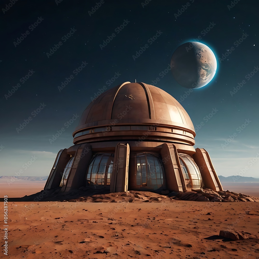 Obraz premium Mars Observatory Monument ,Generative AI