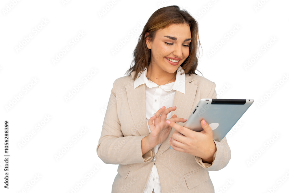 Young Latina professional confidently holding a tablet Young Latina professional confidently holding a tablet