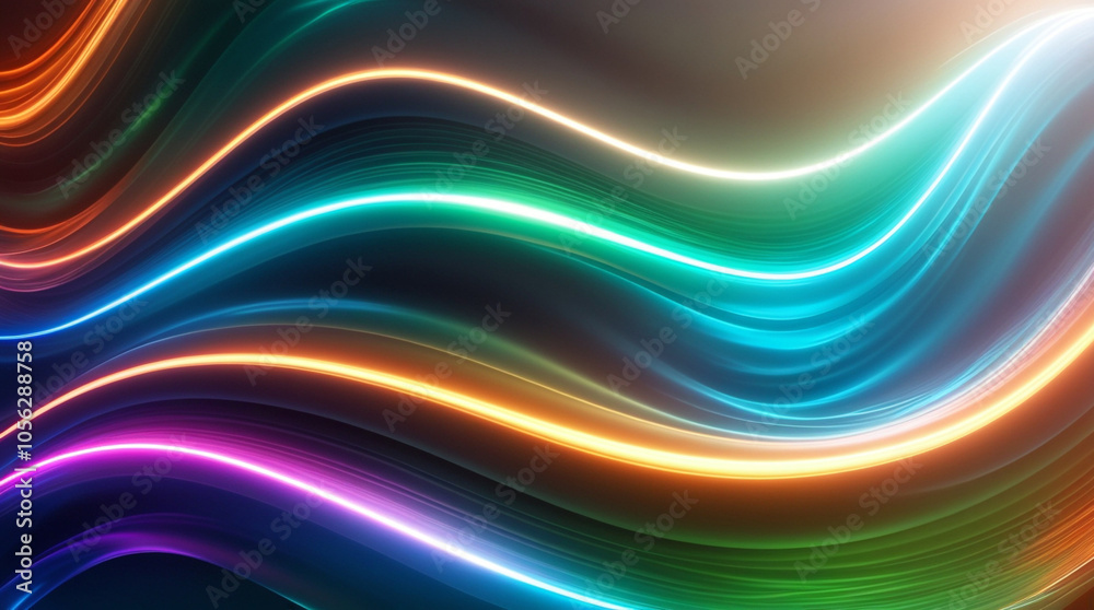 Flowing Neon Waves in a Vibrant Background Flowing Neon Waves in a Vibrant Background