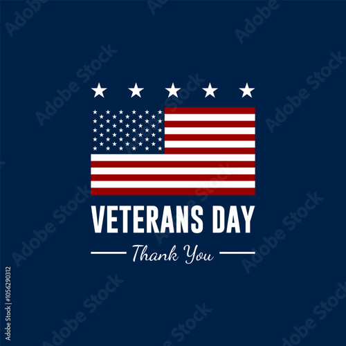 Thank you veterans, November 11, honoring all who served, American flags background vector illustration
