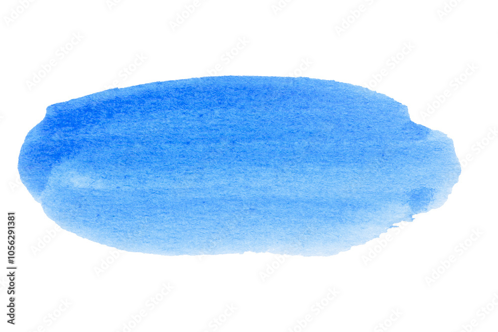 Sky blue, light blue watercolor hand drawn texture with brush strokes isolated on white background with clipping path...