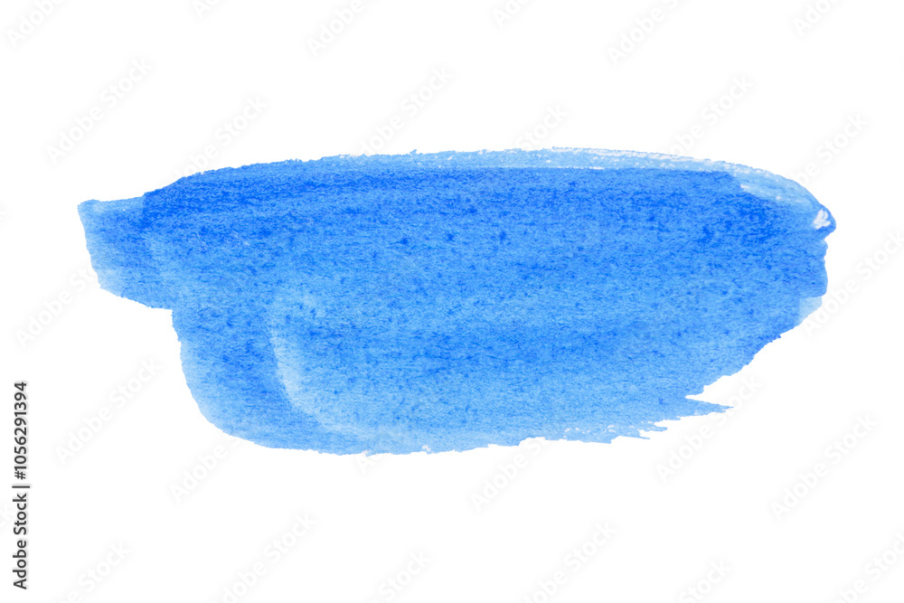 Sky blue, light blue watercolor hand drawn texture with brush strokes isolated on white background with clipping path...