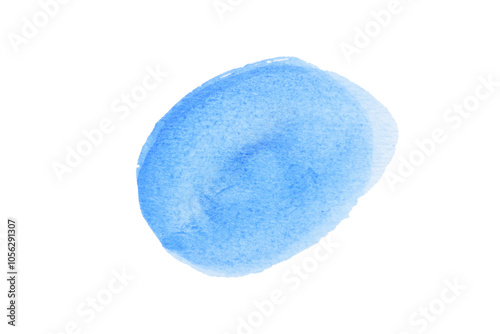 Sky blue, light blue spot, watercolor hand painted circle shape isolated on white background with clipping path.
