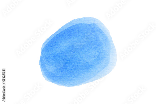 Sky blue, light blue spot, watercolor hand painted circle shape isolated on white background with clipping path.