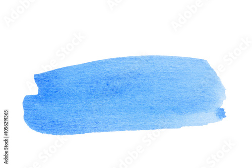 Sky blue, light blue watercolor hand drawn texture with brush strokes isolated on white background with clipping path...