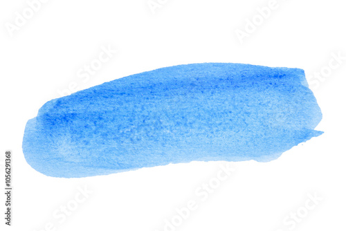 Sky blue, light blue watercolor hand drawn texture with brush strokes isolated on white background with clipping path...