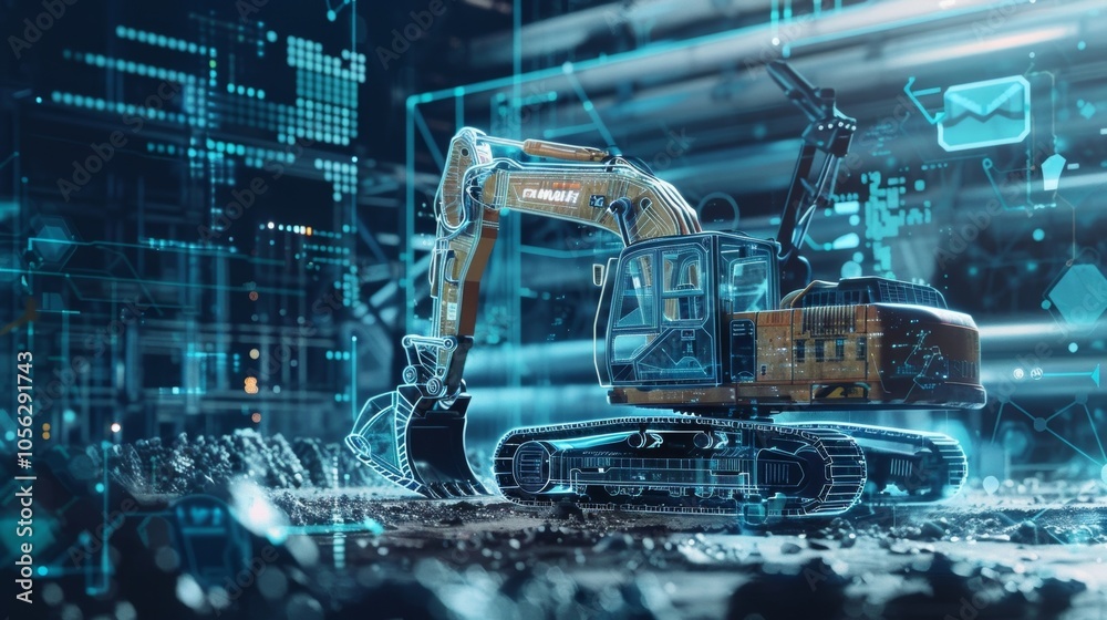 A construction site where heavy machinery is controlled by advanced 5Gpowered sensors reducing the risk of human error and improving safety. A construction site where heavy machinery is controlled by advanced 5Gpowered sensors reducing the risk of human error and improving safety.