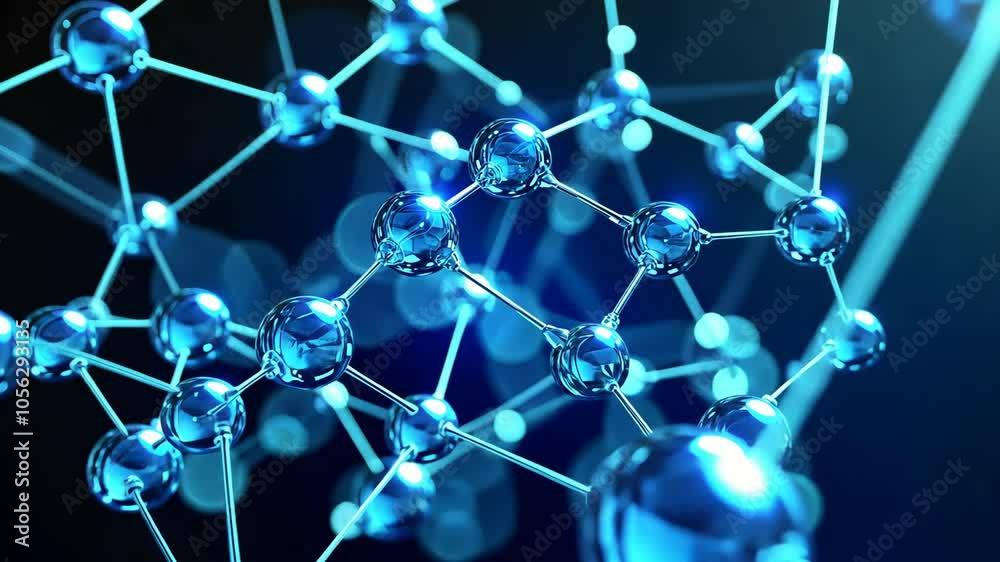 A close-up of a molecular model, highlighting the interconnectedness of atoms and bonds