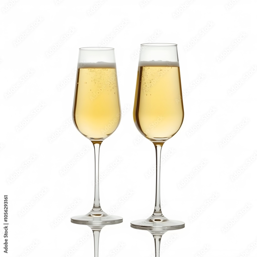 Two Glasses of Champagne Isolated on White Background Two Glasses of Champagne Isolated on White Background