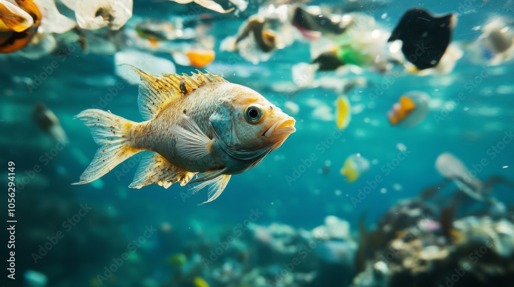 A Single Fish Swimming in a Sea of Plastic Pollution A Single Fish Swimming in a Sea of Plastic Pollution