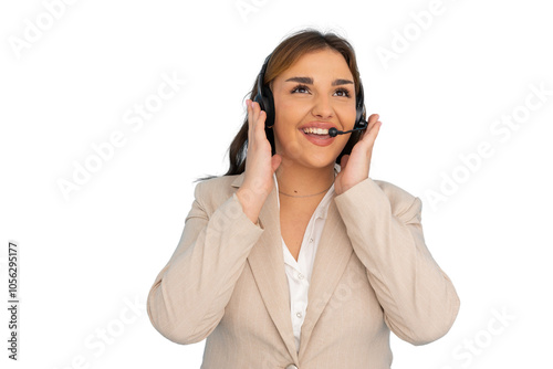 Call center operator with a friendly smile