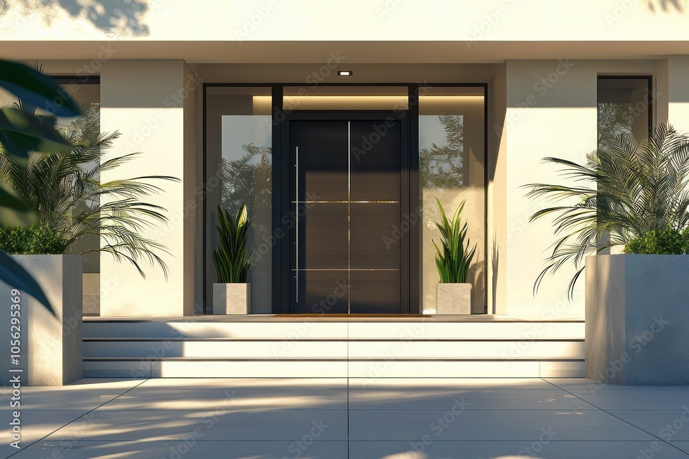 Simple and Elegant Front Door of a Luxury Modern House Simple and Elegant Front Door of a Luxury Modern House