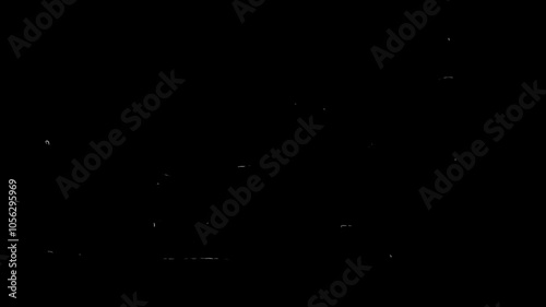 White lines scratches and abrasions on black screen.
