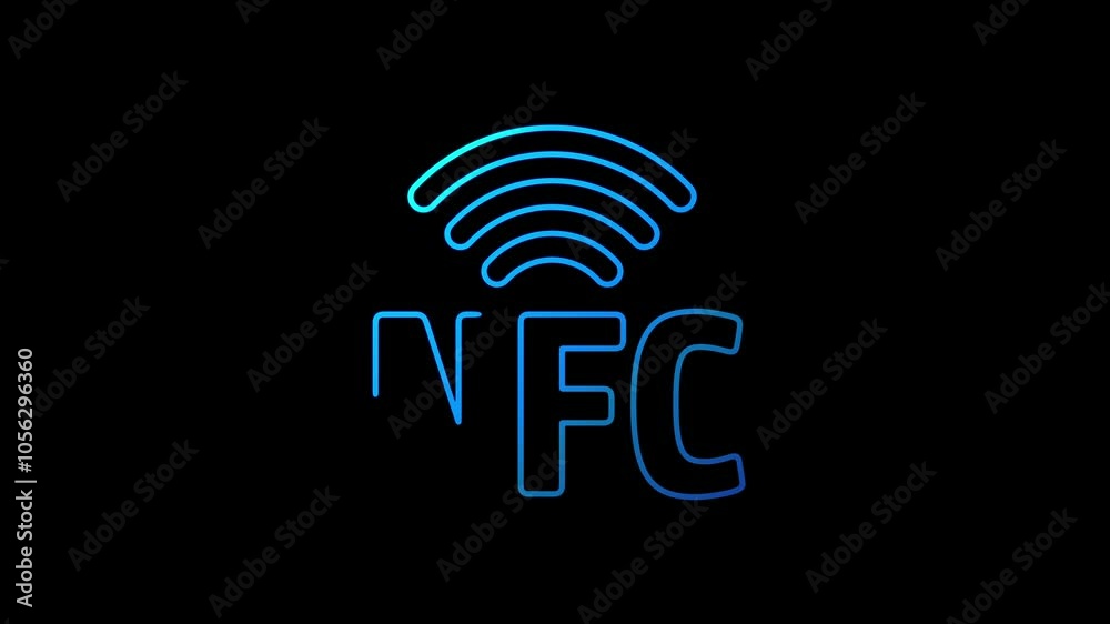 NFC wireless pay mobile phone payment line symbol loopable background. Cyber technology abstract concept icon seamless and loop simple animation. NFC wireless pay mobile phone payment line symbol loopable background. Cyber technology abstract concept icon seamless and loop simple animation.
