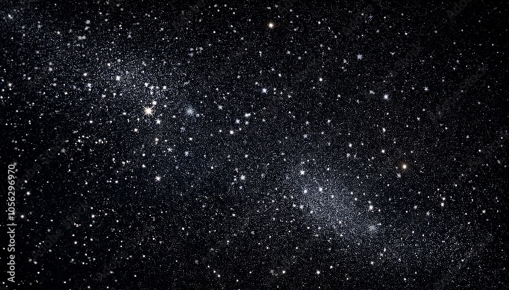 Obraz premium 夜空を思わせる黒背景に、星が煌めく幻想的なデザイン