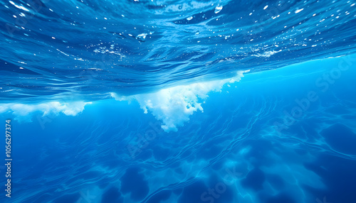 Blue ocean wave nature underwater outdoors isolated with white shades, png