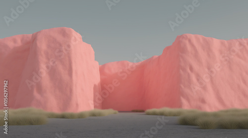 Abstract pink soft light stones soft in the fog. . High quality photo