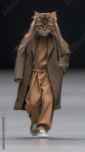 Cat walking on the fashion show . High quality photo