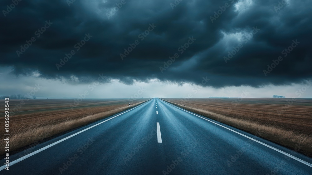 Fototapeta premium Road Under Dramatic Storm Clouds