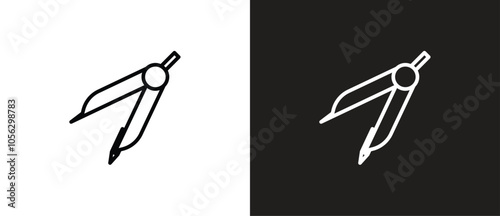 Vector icon of Vernier calipers. Stationery icon.  School stationery on black and white background. 