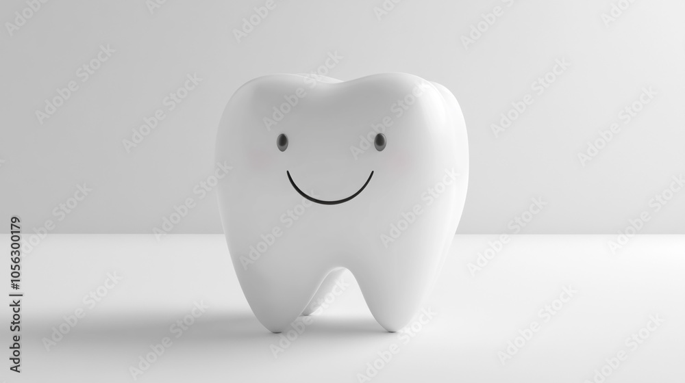 Minimal 3D Render of a Smiling Tooth with Blush Cheeks on a Clean White Background. Dental Hygiene and Healthcare Visual. Minimal 3D Render of a Smiling Tooth with Blush Cheeks on a Clean White Background. Dental Hygiene and Healthcare Visual.