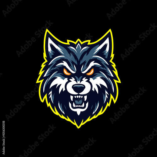 sport logo style of wolf roar growl head vector 