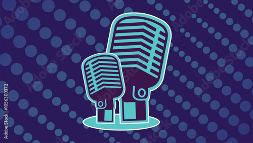 Microphone icon isolated in blue suit for podcast or concert background with flat design theme