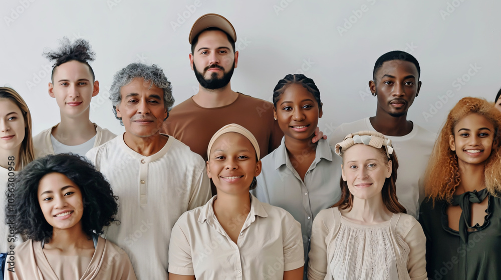 Group of mixed people on a white background Group of mixed people on a white background