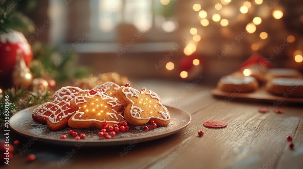 Christmas cookies with glowing AR baking and decoration guides, cozy kitchen setting, soft warm lighting, photorealistic Christmas cookies with glowing AR baking and decoration guides, cozy kitchen setting, soft warm lighting, photorealistic