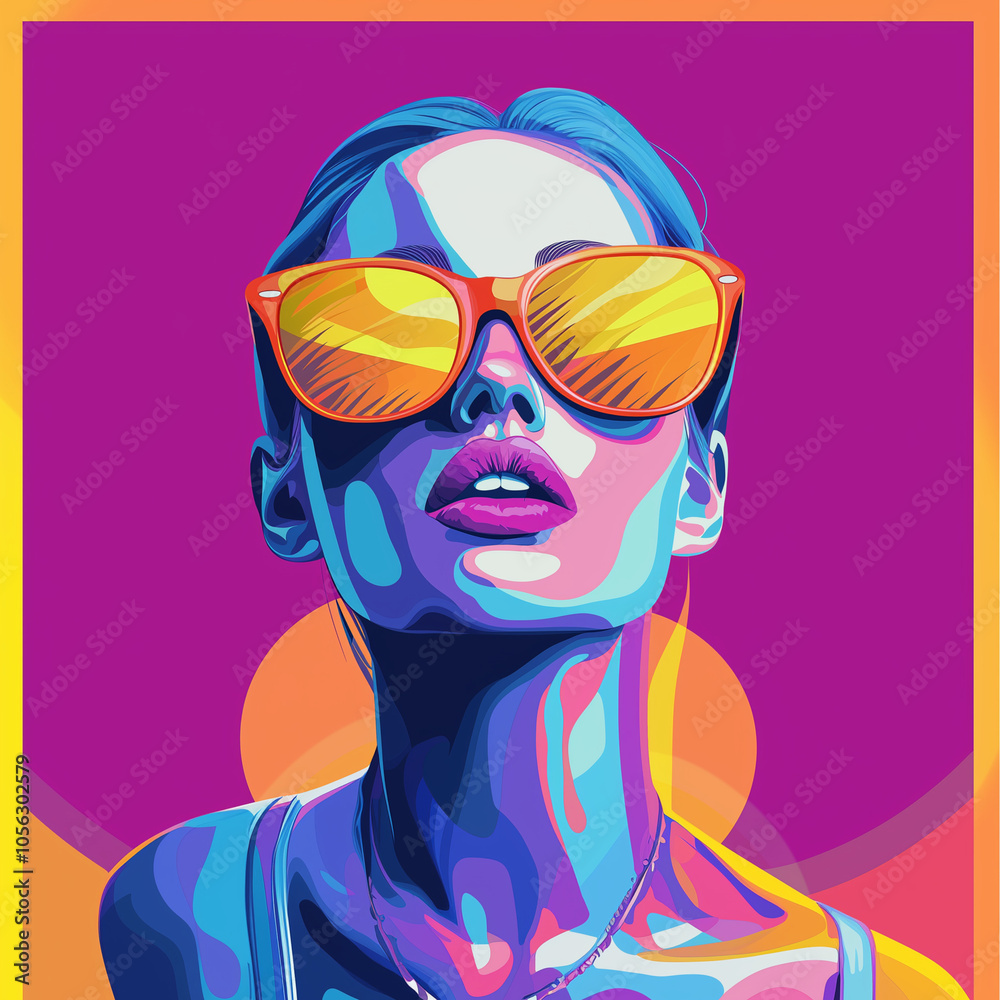 Vibrant Pop-Art Portrait of a Young Woman Vibrant Pop-Art Portrait of a Young Woman