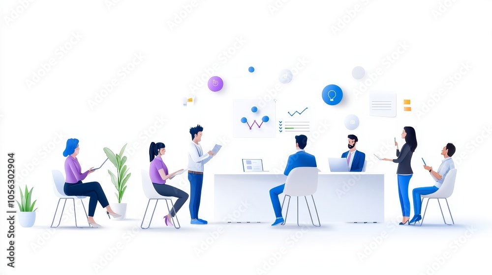 A Realistic Illustration of a Performance Review Session in a Modern Office Environment A Realistic Illustration of a Performance Review Session in a Modern Office Environment