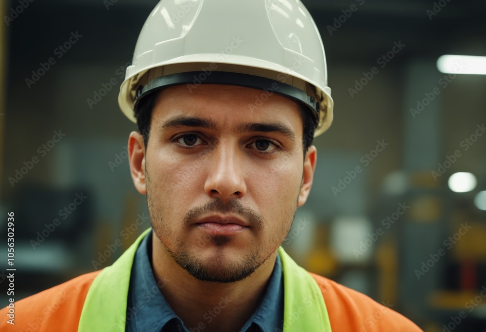 portrait of worker latino industry with helmet construction security portrait of worker latino industry with helmet construction security