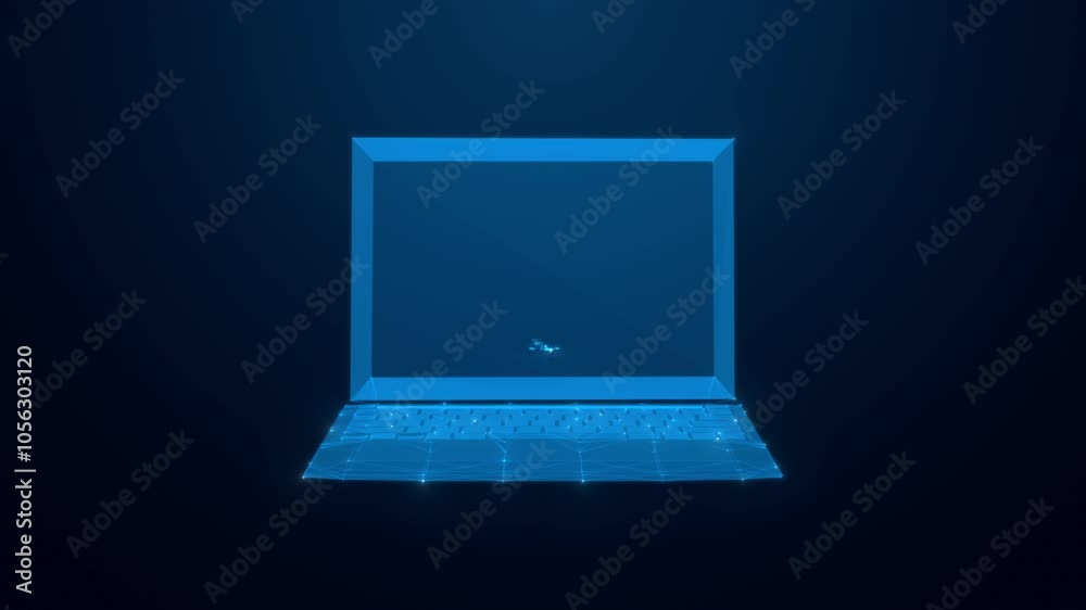 Cyber Skull Floating Over a Laptop Screen - Concept of Cybersecurity and Hacking