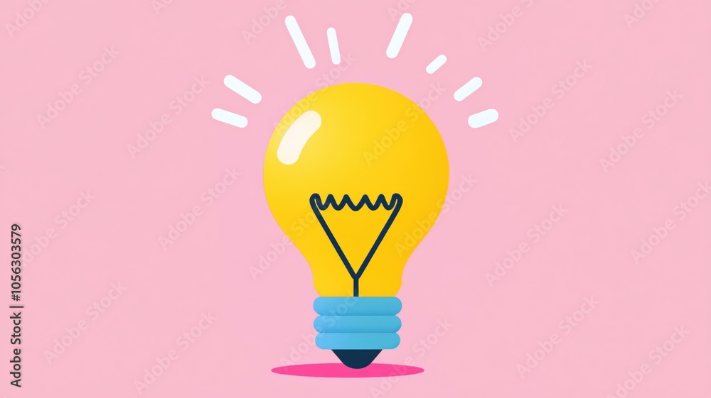 Bright yellow light bulb symbolizing innovation and creativity Bright yellow light bulb symbolizing innovation and creativity
