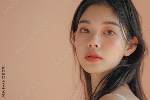 Glamour Portrait: Young Woman with Pink Lipstick