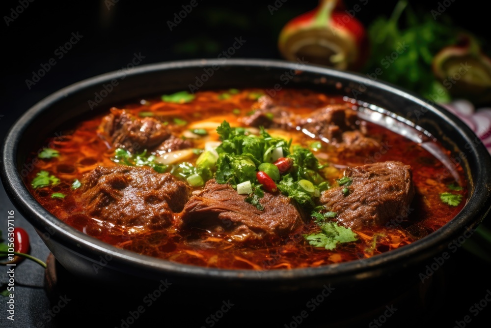Indian Meatball Curry in Black Pot - Spices and Sauce Indian Meatball Curry in Black Pot - Spices and Sauce