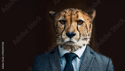 Portrait of a cheetah in suit and tie photo