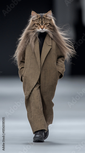 Cat walking on the fashion show . High quality photo