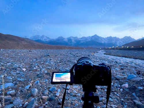 Wuwei City, Gansu Province - Maya Snow Mountain under the blue sky photo